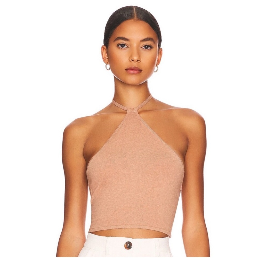 WeWoreWhat Knit Halter Top Tan Medium NWT